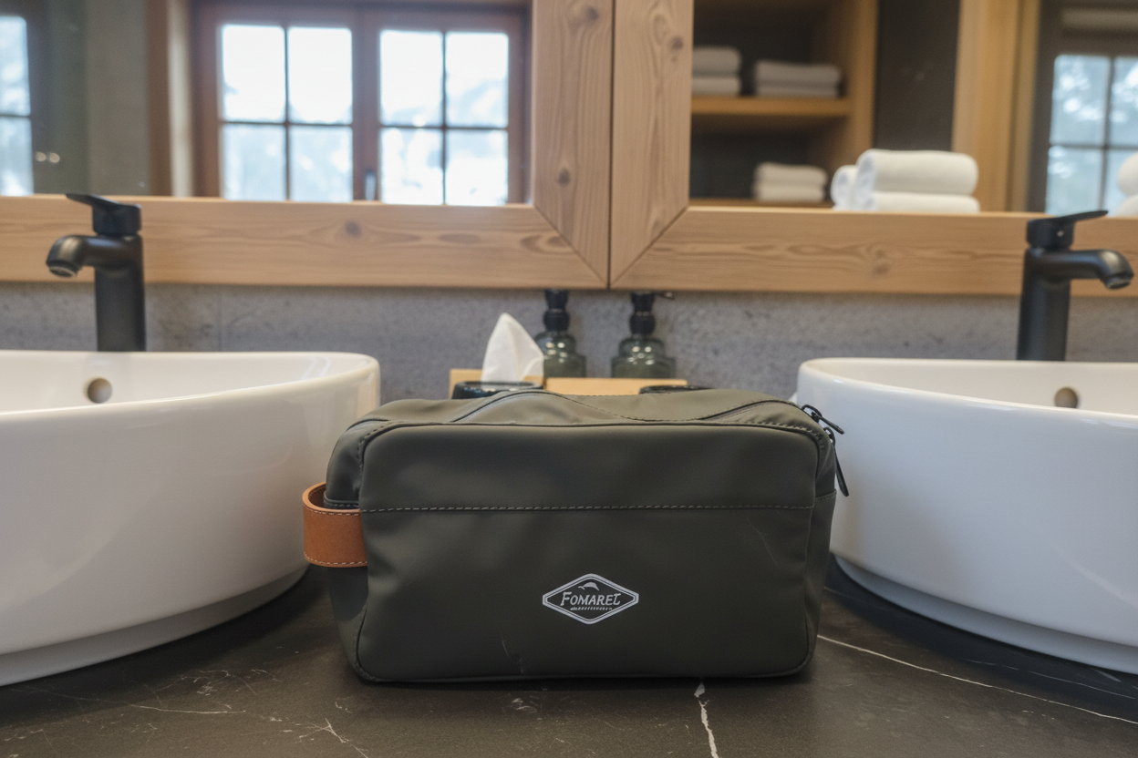 Neceser Fumarel Sport en baño de lodge de esquí